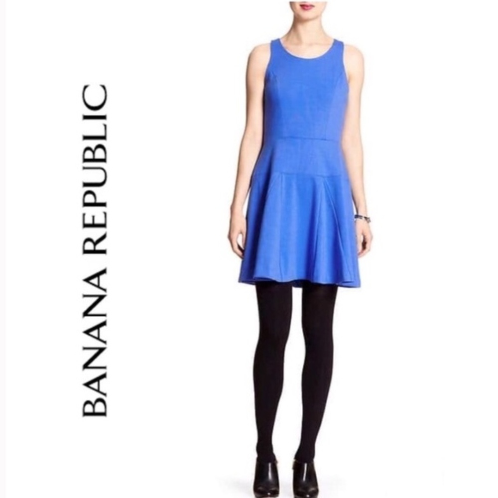 BANANA REPUBLIC💋Blue Ponte Knit Fit & Flare Dress